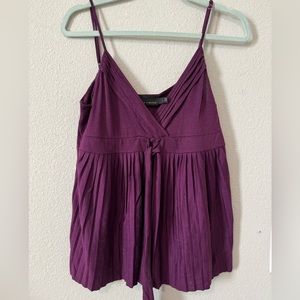 The Limited Purple Tie Front Flowy Tank Top Size L